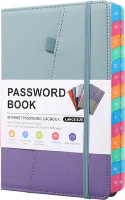 Produktbild von Passwortbuch mit bunten alphabetischen Registerkarten, Hardcover-Passwortbuch für Internetpasswörter, Website-Adressen, Notizbuch für das Home Office