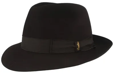 Borsalino klassischer Biber-Haarfilzhut Fedora in schwarz