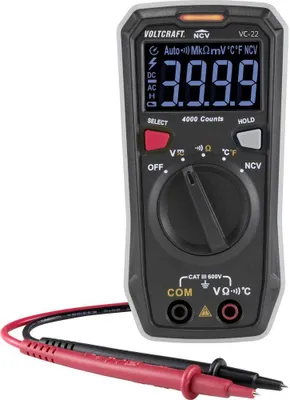 Produktbild von VOLTCRAFT VC-22 Hand-Multimeter digital CAT III 600 V Anzeige (Counts): 4000 Temperaturmessung