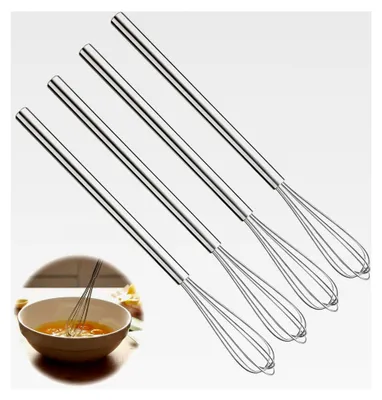 Produktbild von 4er Set Mini Schneebesen aus Edelstahl, Praktische Küchenhelfer für Backen und Kochen, Rostfrei und Spülmaschinenfest