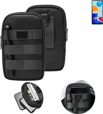 Produktbild von K-S-Trade Holster Gürtel Tasche kompatibel mit Xiaomi Redmi Note 11 Global Handy Tasche Schutz Hülle dunkel-grau viele Fächer, 1x