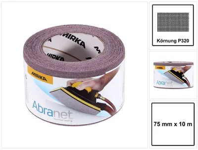 Produktbild von Mirka ABRANET Schleifpapier Rolle 75mm x 10m P320 Schleifrolle Klett ( 545BI001323R )