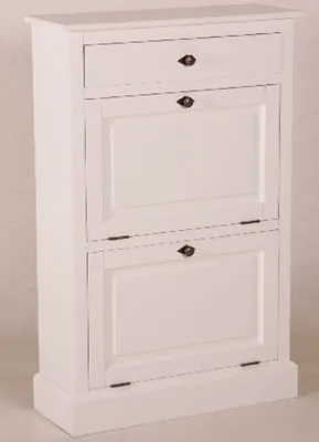 Produktbild von Casa Padrino Shabby Chic Landhaus Stil Schuhschrank Weiß B 75 H 115 cm Möbel Schuh Schrank