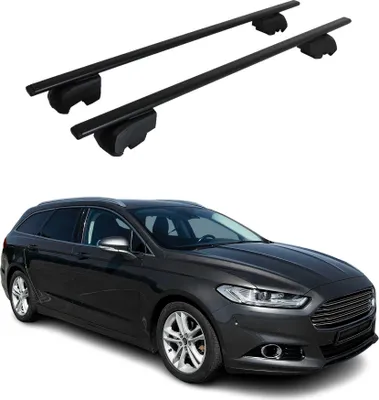 Zdjęcie produktu dla Poprzeczne relingi dachowe do Forda Mondeo Kombi 2014–2022, kolor czarny, z homologacją ABE
