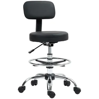 Image de Chaise de bureau Fortuna Lai, chaise de dessin ergonomique, chaise d'ordinateur réglable en hauteur avec repose-pieds, chaise de bureau, chaise pivotante pour salon, bureau, similicuir, noir