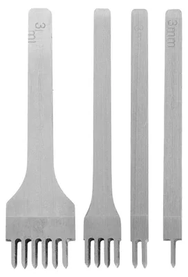 Immagine prodotto di Set di 4 utensili per la lavorazione della pelle: punzoni con 1/2/4/6 punte, set di scalpelli da 3 mm