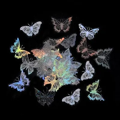 Produktbild von 45-teiliges Schmetterlingsaufkleber, niedliche, ästhetische Aufkleber, wasserfest, holografische Aufkleber für Scrapbooking, Flaschen, Gepäck, Handy, Laptop