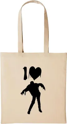 Produktbild von Huuraa Baumwollbeutel I Love Zombies Geschenk Einkaufstasche Natural 10 Liter Baumwolle I Love Zombies Accessoire