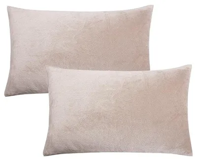 Produktbild von 2er Set Kissenbezug 40 x 80 cm Beige Samt Weich Flauschig