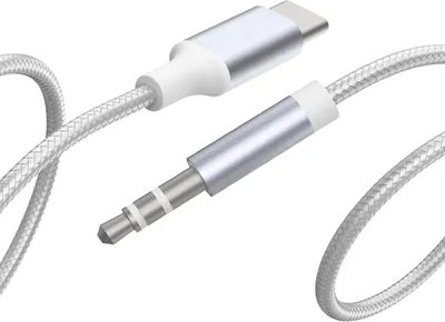 Productafbeelding van Force Power, USB-C / 3,5 mm audio-kabel, nylon gevlochten, 1,2 meter, wit