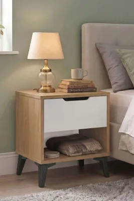 Produktbild von Skye Decor, Hochwertiger Nachttisch (3 Stück) - Saphir Eiche, 44 cm, 100% Melamin