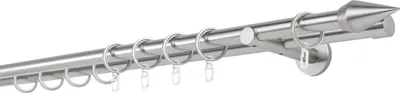 Produktbild von Gardinenstange auf Maß 20mm Kegel 2-lauf Wandträger 12cm Farbe: Edelstahl-Optik, Größe: 200cm