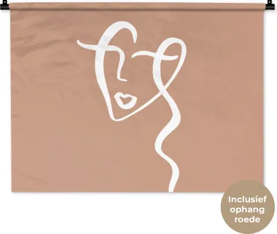 Produktbild von MuchoWow® Wandteppich Wandbehang Frau - Gesicht - Abstrakt 90x67.5 cm Tapisserie Dekoration Wandtuch - Fototeppich - Wand-Skulpturen