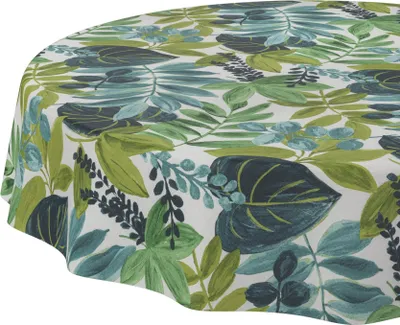 Produktbild von Tischdecke Botanik Tropik Grüntöne Rund 140cm Schnittkante Wasserabweisend abwaschbar