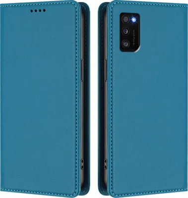 Image de Étui en cuir pour Samsung Galaxy A41, étui à rabat magnétique en cuirPolyuréthaneavec support, bleu lac