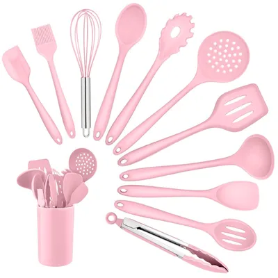 Immagine prodotto di Omgoods - Set di 12 utensili da cucina in silicone con supporto
