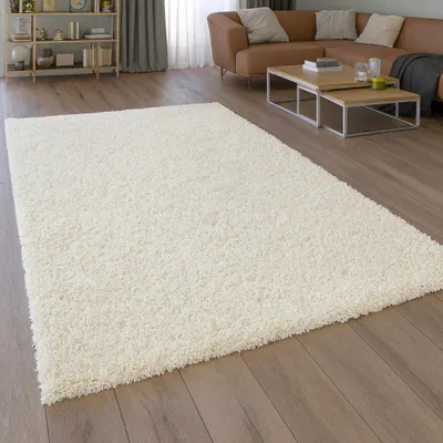 Produktbild von Shaggy Teppich in Creme für Wohnzimmer und Schlafzimmer – kuschelig weich und stilvoll Größe - 160 x 230 cm