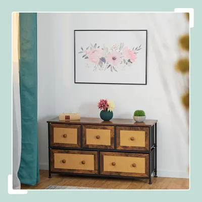 Image de Commode 5 tiroirs aspect rotin