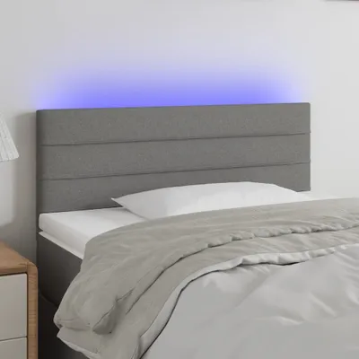 Produktbild von vidaXL LED Kopfteil Dunkelgrau 90x5x78/88 cm Stoff - LED Kopfteil - LED Kopfteile - Kopfteil - Bett-Kopfteil