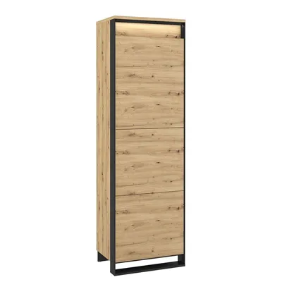 Produktbild von MIRJAN24 Kleiderschrank Quant QN-02 1D, Stilvoll Drehtürenschrank mit LED-Beleuchtung, Antirutschfüße (Artisan Eiche / Artisan Eiche + Schwarz)