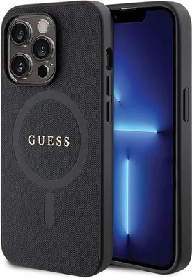 Produktbild von Guess GUHMP14XPSAHMCK Hülle für iPhone 14 Pro Max 6,7   schwarzes Saffiano MagSafe Handyhülle