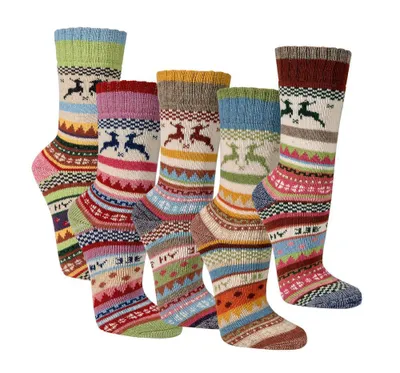 Produktbild von 2 Paar extra warme Thermo Socken schönes Hygge Muster Schaf Alpaka Wolle Gr. 43/46