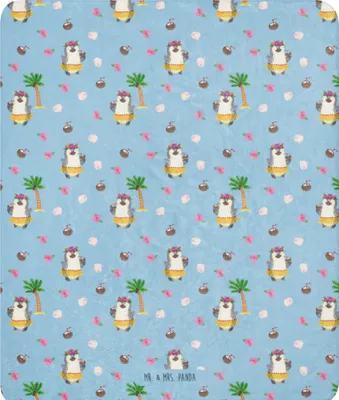 Produktbild von Mr. & Mrs. Panda Heimdecke Pinguin Kokosnuss 130 x 155 cm - Blau - Geschenk, Sofadecke, Hawaii, Urlaub, Kuscheldecke, Tagesdecke, Wohndecke, Decke, Erholt