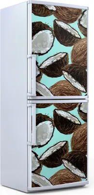 Produktbild von Kühlschrankdekoration  60x180 cm  Aufkleber auf dem Kühlschrank - Tropisches Muster Kokosnuss
