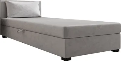 Produktbild von AURA SOFA  Boxspringbett ROLAND 120x195 Komplett-Set mit Bonell Matratze, Polsterbett mit Bettkästen - Grau, MONOLITH 84