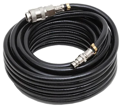 Productafbeelding van Stanley Luchtslang - Universele Snelkoppeling - PVC - Geschikt voor Verschillende Compressoren - 6 x 11 mm - 10 Meter - Max. 10 Bar - Zwart - Eenvoudig in Gebruik