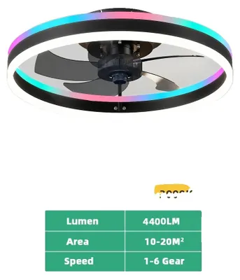 Image de Ventilateur de plafond, éclairage RGB,intelligente, couleur noire