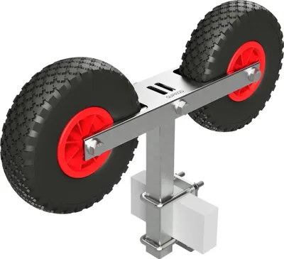 Produktbild von Pendel Doppelrad Abrollvorrichtung Sliphilfe Bootstrailer PolyurethanReifen SUPROD RKDO3-260-PU, Ø 260 mm, schwarz/rot