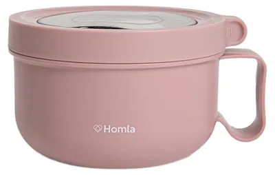 Zdjęcie produktu dla HOMLA Lunchbox POPPIE z rączką okrągły różowy 850 ml