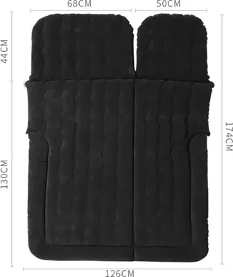 Produktbild von Auto Luftmatratze - Aufblasbares Bett Rücksitz SUV - 2-in-1 multifunktionale Reisematratze - Weiches PVC mit Beflockung - Schlafauflage fürs Auto - Schwarz
