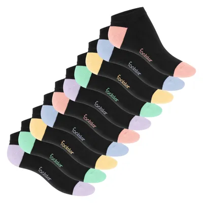 Produktbild von Footstar Damen und Herren Sneaker Socken (10 Paar) mit abgesetzter Ferse und Spitze - Pastell Mix 43-46