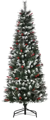 Immagine prodotto di Albero di Natale Artificiale Innevato 180 cm 539 Rami con Bacche Verde
