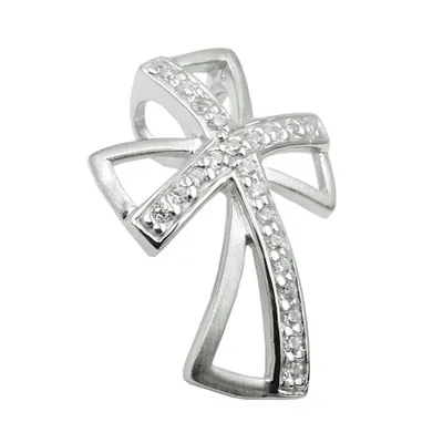 Produktbild von Anhänger 20x14mm Kreuz mit Zirkonias rhodiniert Silber 925 silber 20x14mm