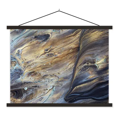 Produktbild von MuchoWow® Textilposter Marmor - Gold - Aquarell - Textur - Marmoroptik 60x45 cm mit schwarzem Rahmen - Poster Schlafzimmer