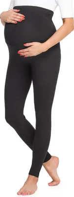 Produktbild von Be Mammy Damen Lange Umstandsleggings BE20-257 (Schwarz, M)