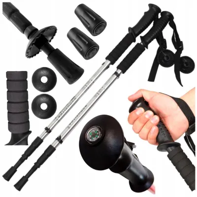 Produktbild von Nordic-Walking-Stöcke Trekking mit Anti-Shock, Verstellung und Kompass 2 Stück