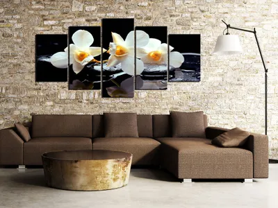 Produktbild von Akustikbild Blumen Natur 200x100 cm Bilder Akustikschaum Hochleistungsschallabsorber Schallschutz Leinwand 5 tlg Wandbild Raumakustik Schalldämmung b-B-0009-b-p
