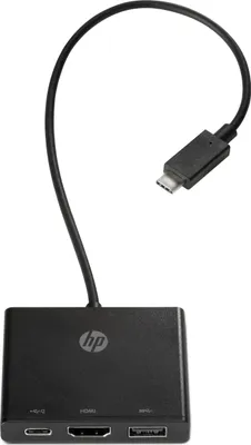 Obrázok produktu pre HP USB-C na multiportový rozbočovač, čierny, 54 g, 21,5 mm, 107 mm, 34 mm, 128 g