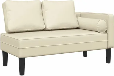 Immagine prodotto di vidaXL Chaise longue con cuscino in ecopelle crema