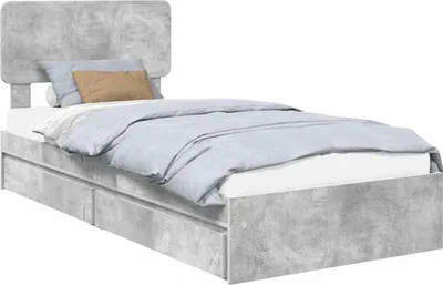 Image de vidaXL Lit de rangement Béton Gris 90 x 190 cm Bois composite