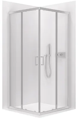 Productafbeelding van Douchecabine Fabrizio L/P - 5 mm - chroom, helder glas - 100x100x195 cm - schuifdeur