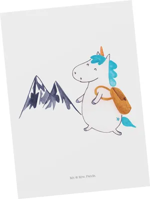 Produktbild von Mr. & Mrs. Panda Postkarte Einhorn Bergsteiger - Weiß - Geschenk, Berge, Grußkarte, Fotokarte, Ansichtskarte, Unicorn, Postkarten, Abenteuer, Weltenbummler, Einhörner