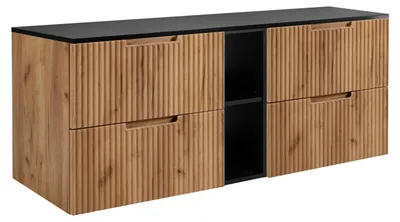 Immagine prodotto di Mobile da bagno, rovere Craft / nero, 180 (2 x 80 + 20) x 58,6 x 46 cm