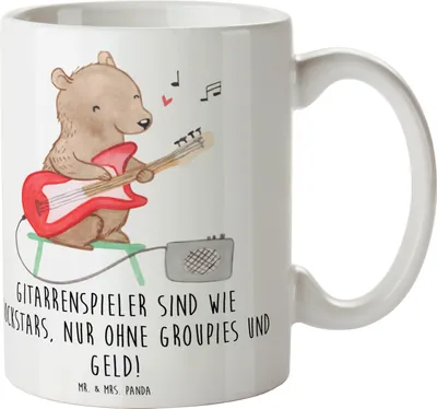 Produktbild von Mr. & Mrs. Panda Tasse Gitarre Helden - Weiß - Geschenk, haferl, Musik, Instrument, Leidenschaft, Kaffeetasse, Musiker, Lernen, Abenteuer, Kaffeebecher, Teetasse, Liebe