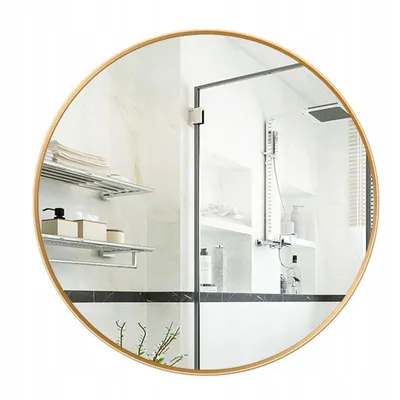 Zdjęcie produktu dla Lustro ścienne okrągłe złota rama średnica 80 cm loft