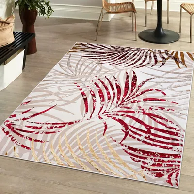 Produktbild von Teppich 120 x 170 cm Beige Creme mit Gold / NA44L Palmenzweige Feder